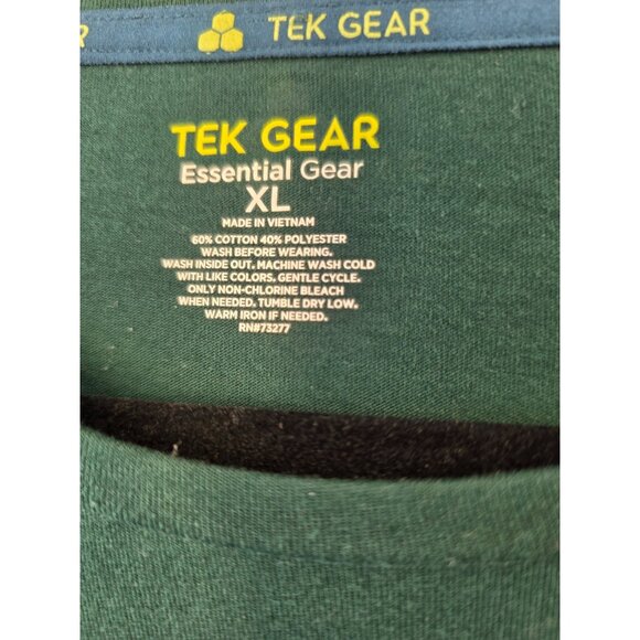 Tek Gear Essential Gear Long Slv Shirt Men Sz XL Green Cotton Blend Athletic Tee - Picture 2 of 7
